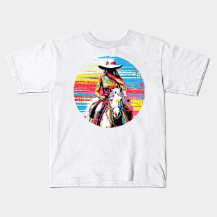 American Cowgirl Western Country Tradition Culture Abstract Kids T-Shirt